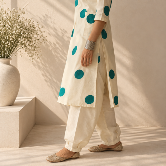 Grace in Green - Polka Khadi Kurta Set