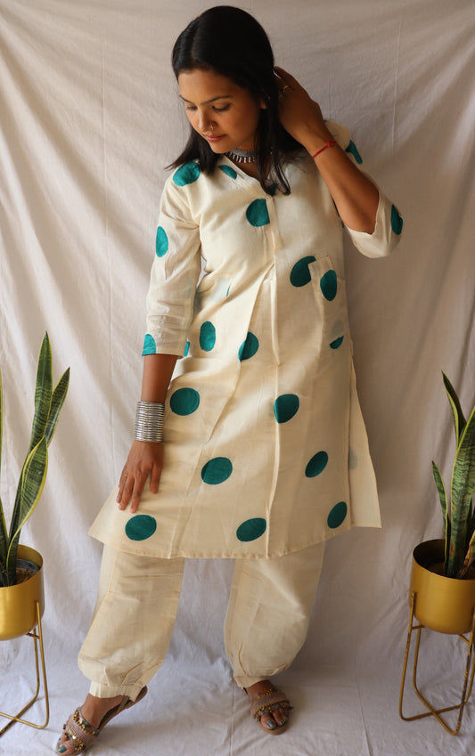 Grace in Green - Polka Khadi Kurta Set