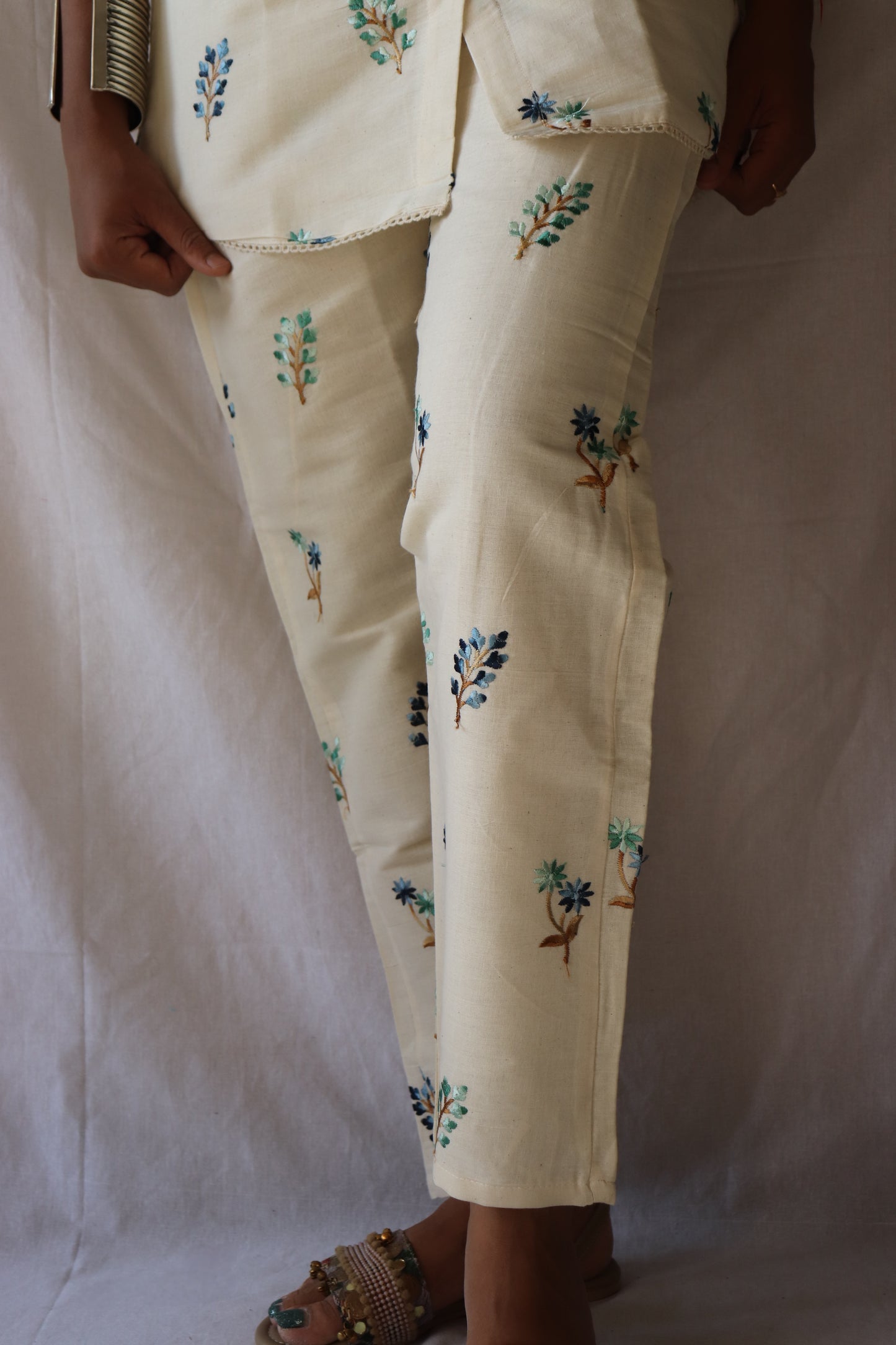 Blue blossom - Handcrafted khadi co-ord set