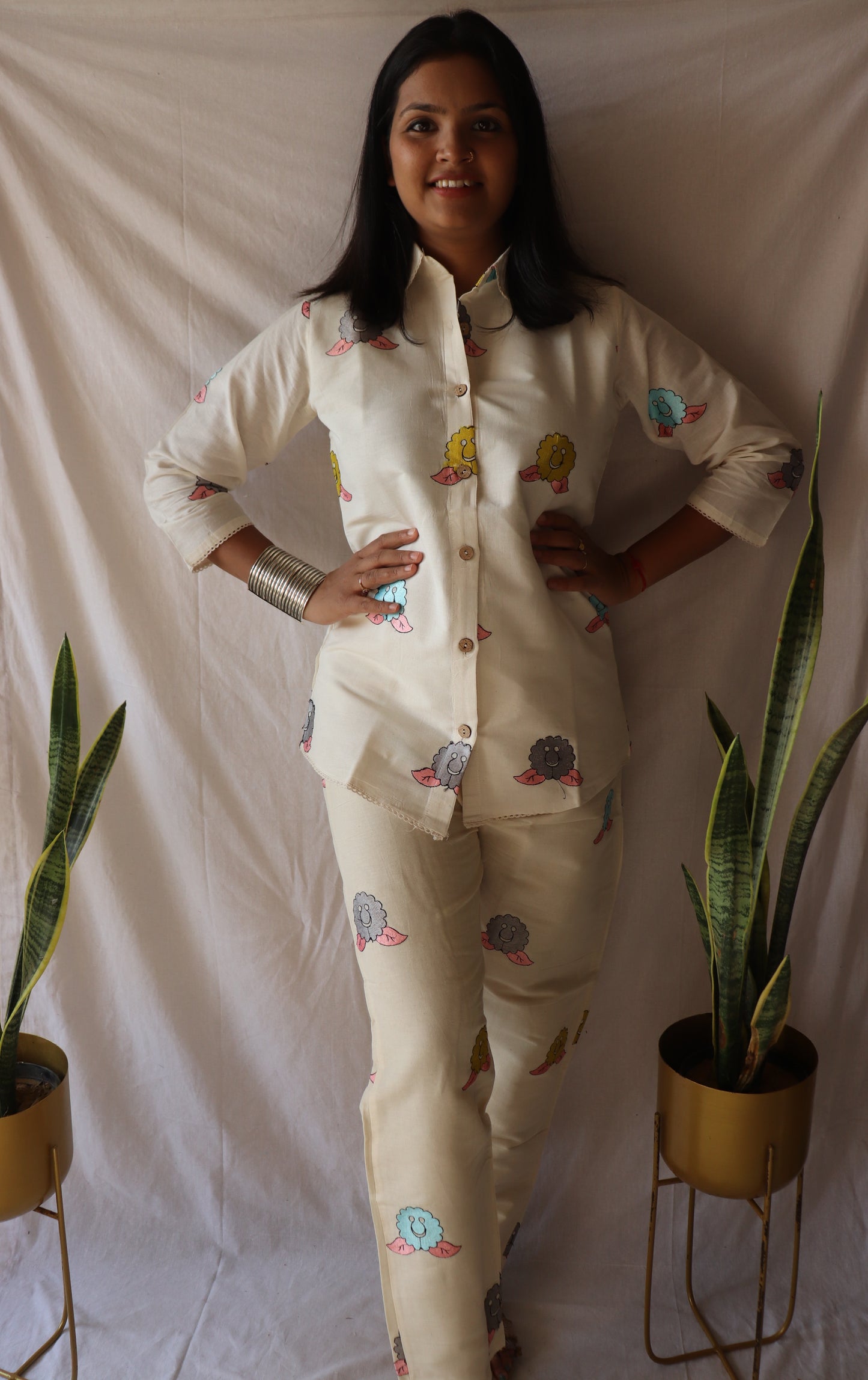 Smiling skies - Happy print handcrafted khadi co-ord set