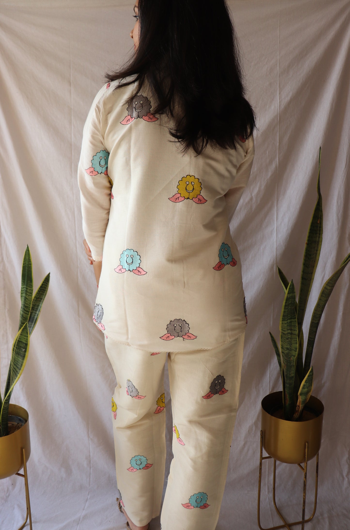 Smiling skies - Happy print handcrafted khadi co-ord set