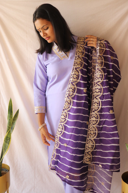 Royal Elegance - Violet Embroidered Suit Set