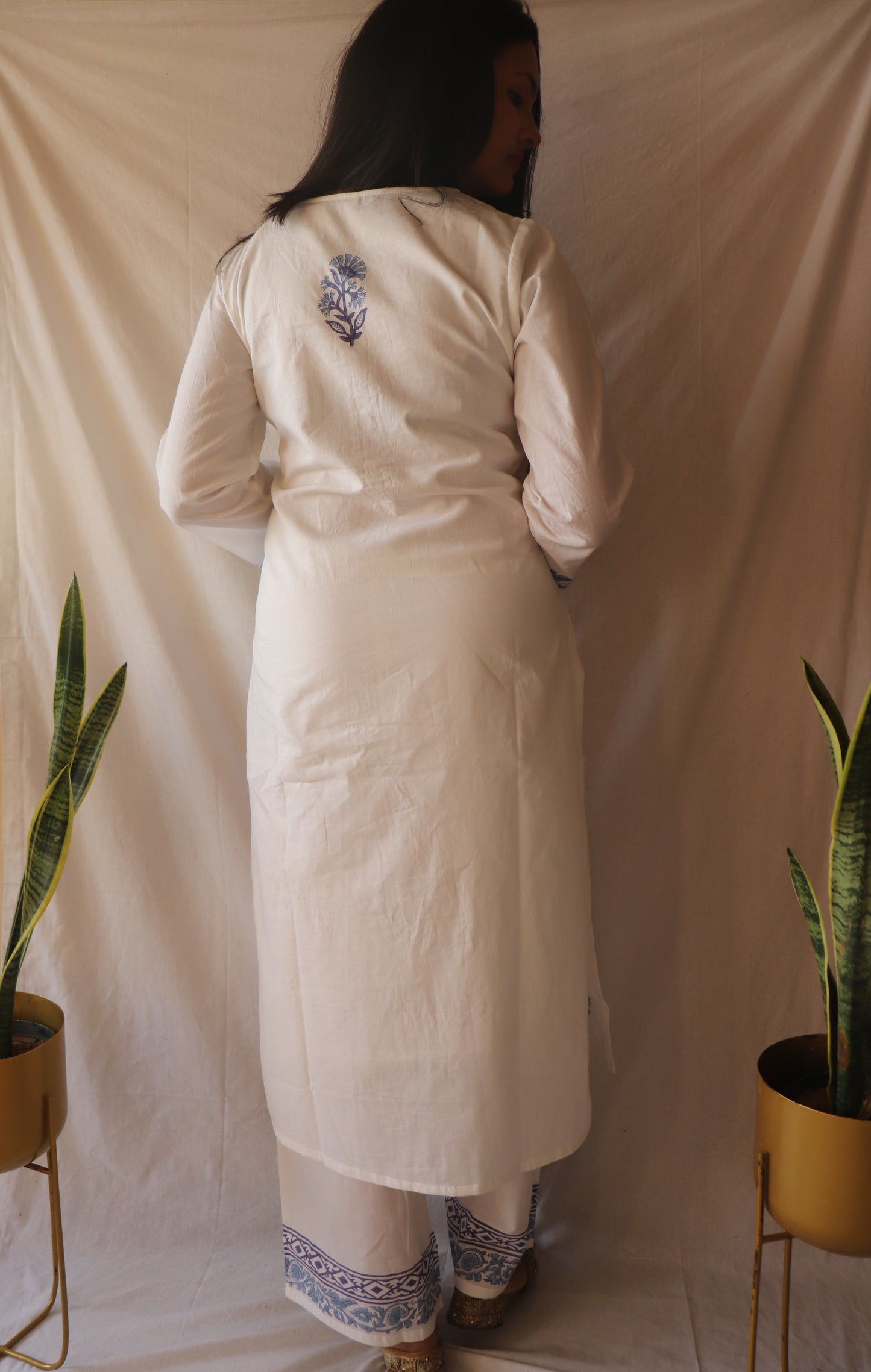 Indigo Bloom - Hand-block Printed Kurta Set