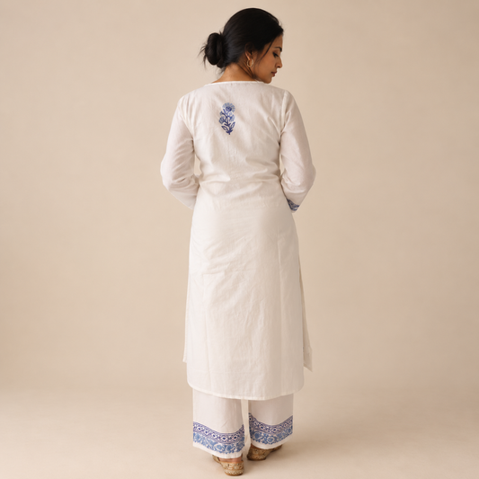 Indigo Bloom - Hand-block Printed Kurta Set