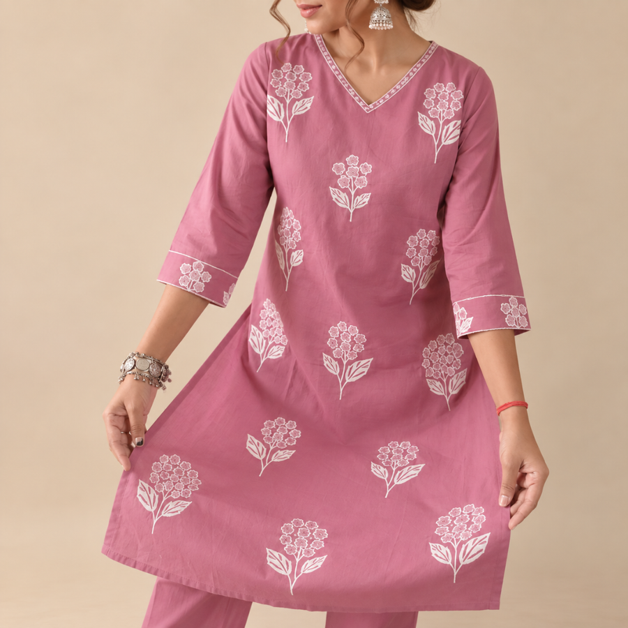 Blush Bloom - Embroidered Kurta Set