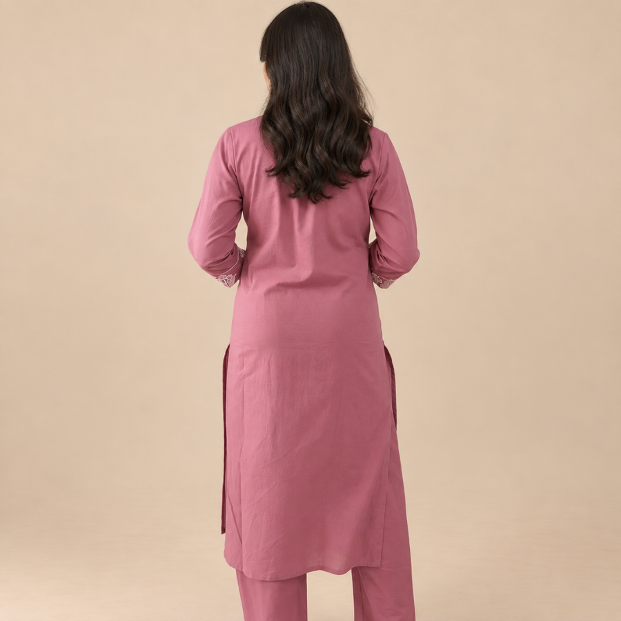 Blush Bloom - Embroidered Kurta Set