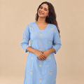 Sky Bloom - Embroidered Kurta Set