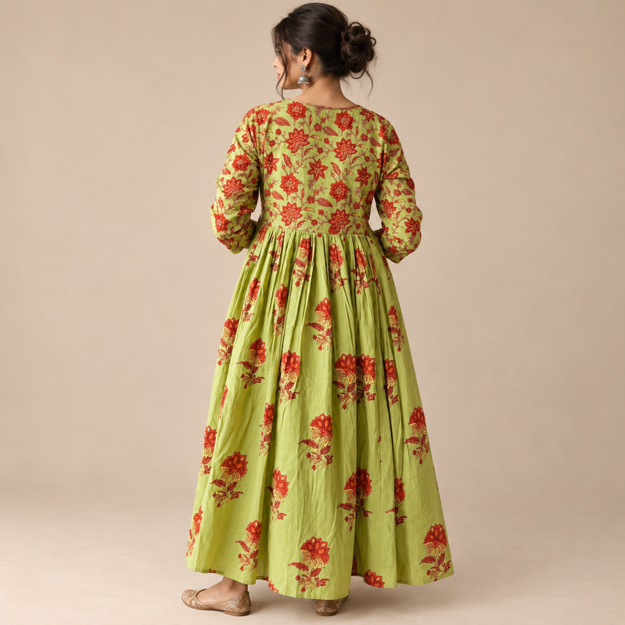 Neem Rang - Printed Anarkali Suit Set