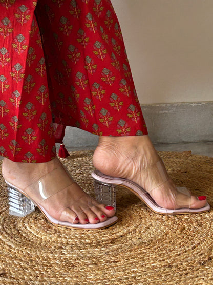 Gulnaar Red Blockprint Suit set