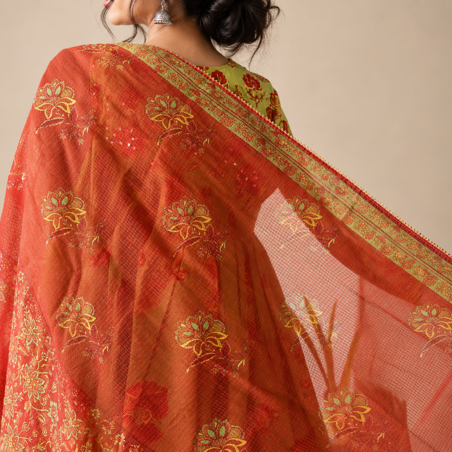 Neem Rang - Printed Anarkali Suit Set