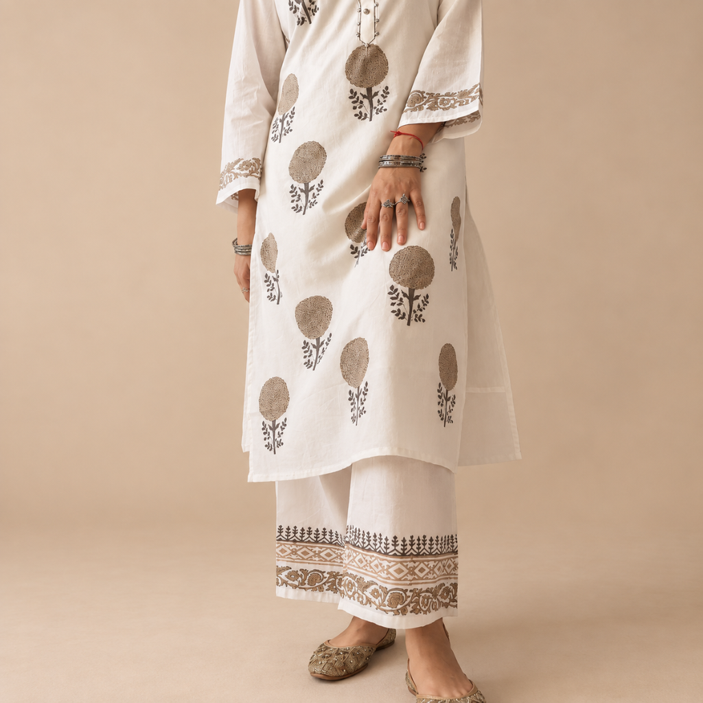 Serene Ivory - Hand-block Printed Kurta Set