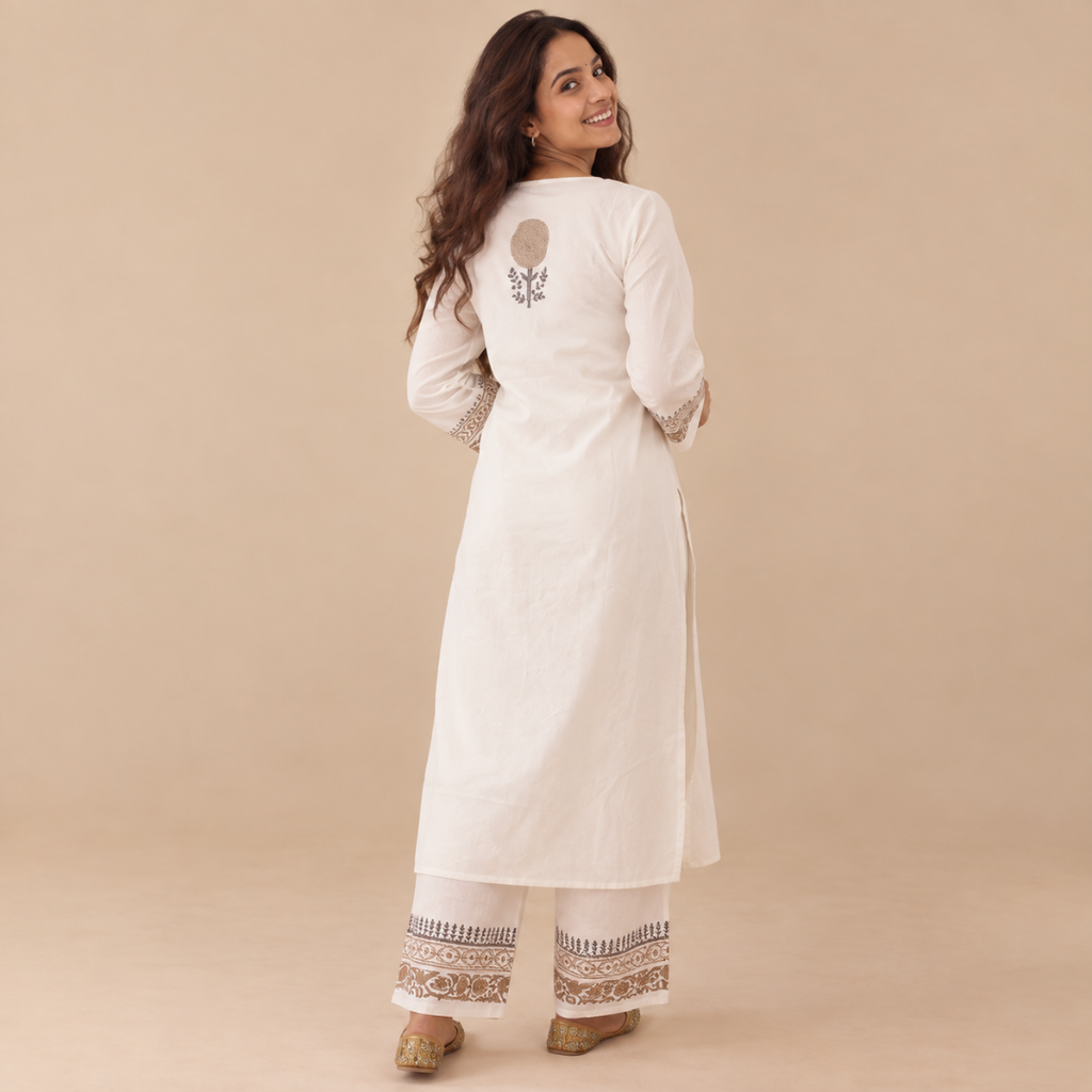 Serene Ivory - Hand-block Printed Kurta Set