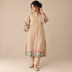 Beige Blossom - Co-ord Set with Statement Embroidery