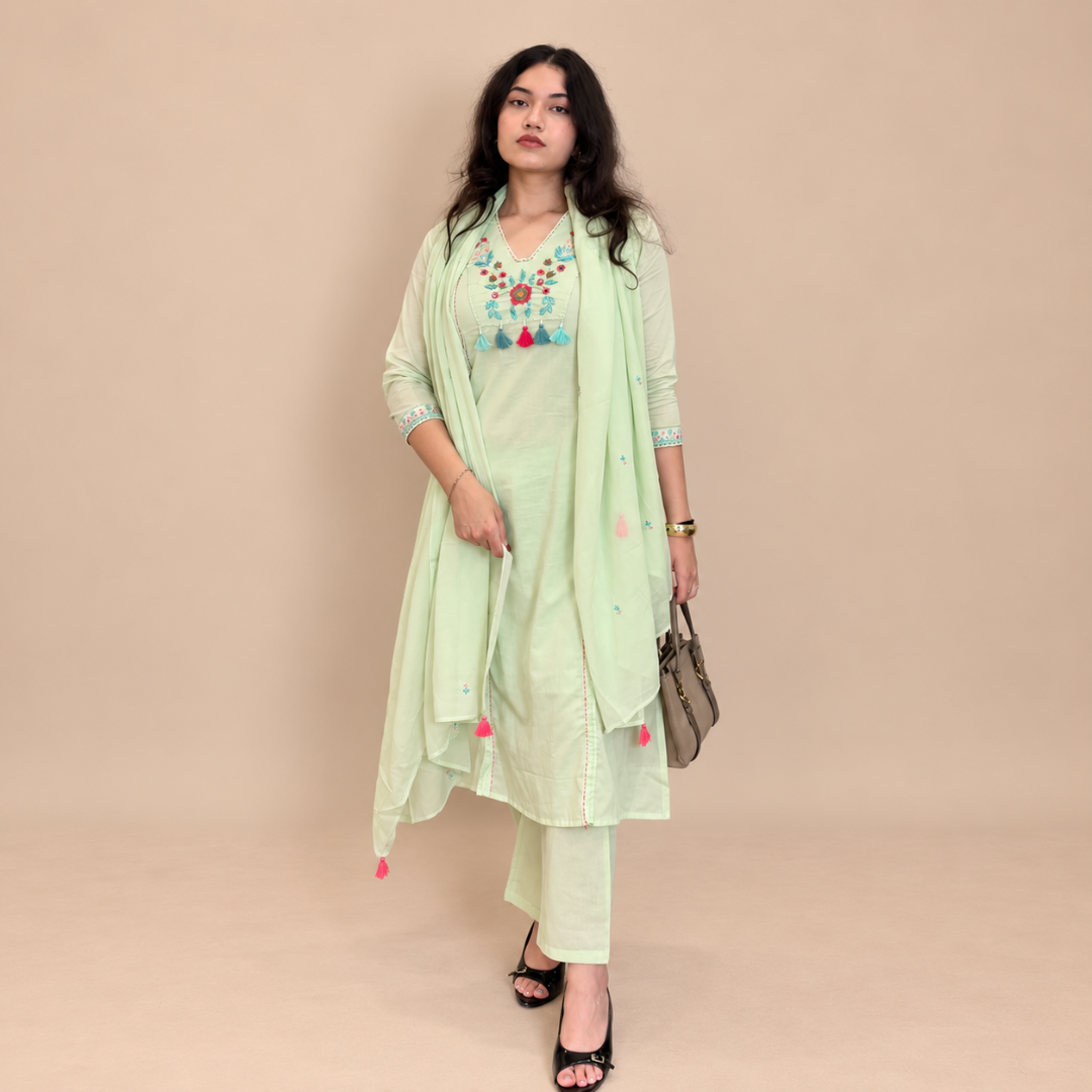 Blossom whisper - Embroidered floral suit set - Gul Collection