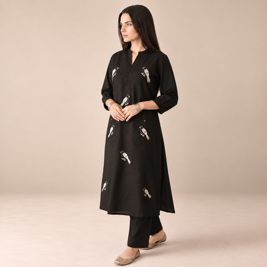 Midnight Melody - Embroidered Suit Set