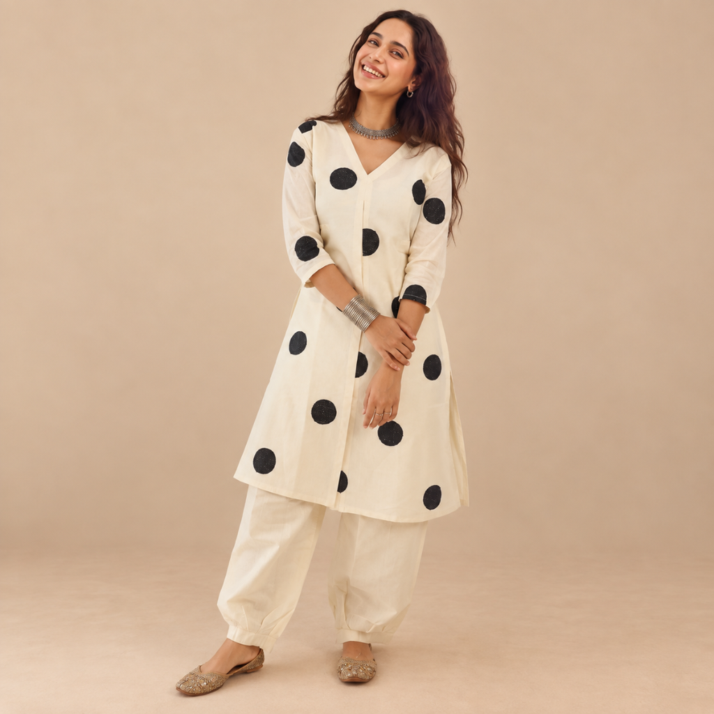 Timeless Polka - Khadi Kurta Set