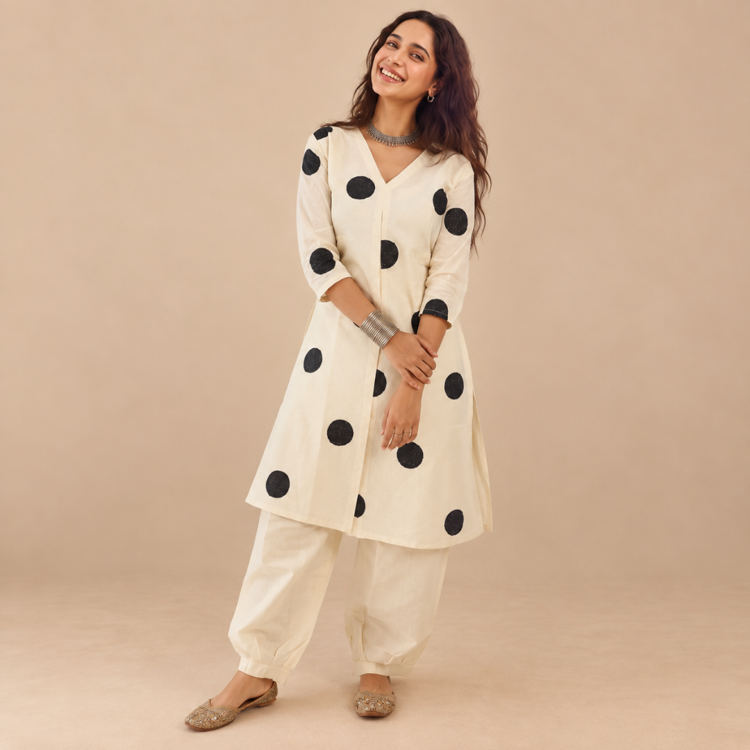 Timeless Polka - Khadi Kurta Set