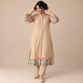 Beige Blossom - Co-ord Set with Statement Embroidery