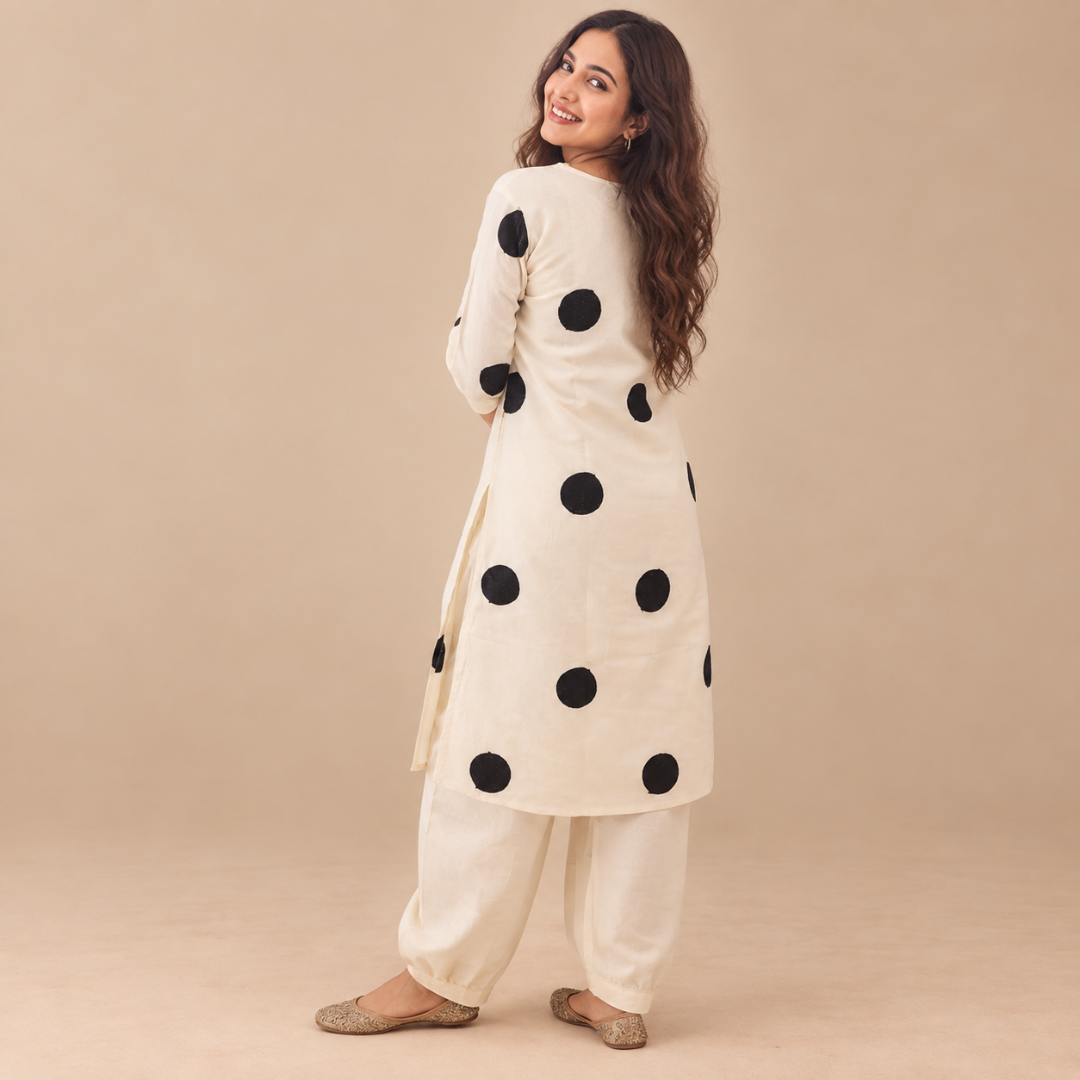 Timeless Polka - Khadi Kurta Set