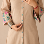 Beige Blossom - Co-ord Set with Statement Embroidery