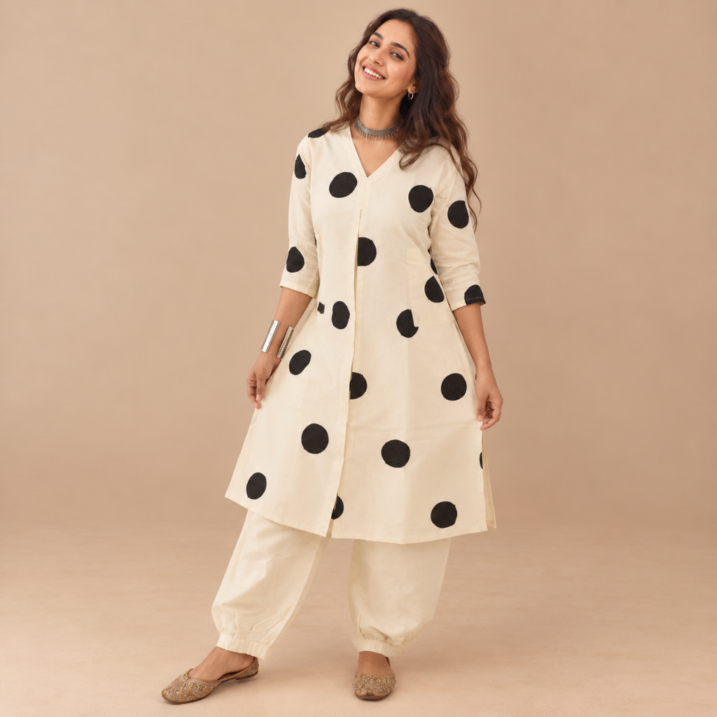 Timeless Polka - Khadi Kurta Set