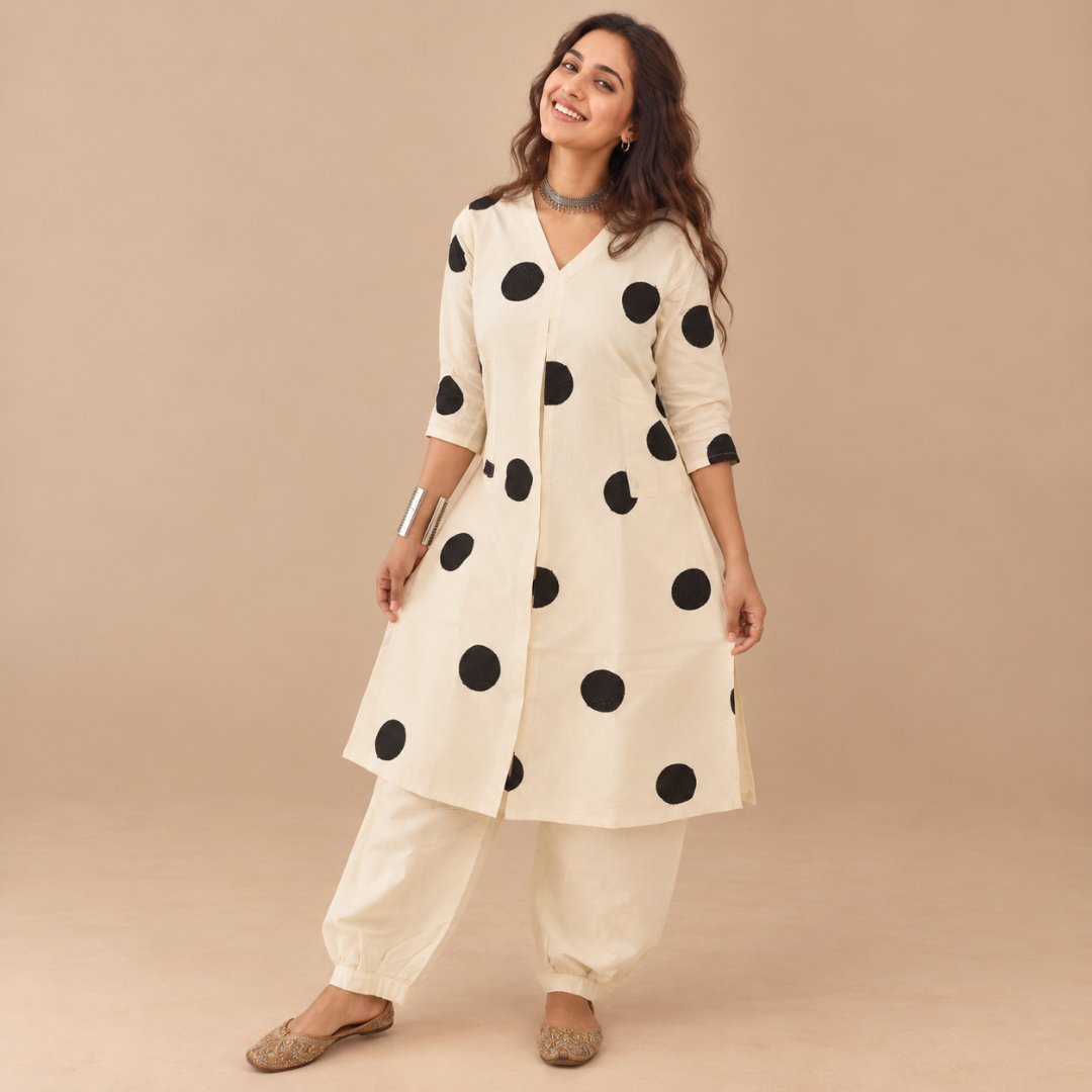 Timeless Polka - Khadi Kurta Set
