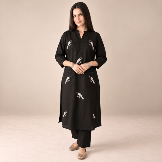 Midnight Melody - Embroidered Suit Set