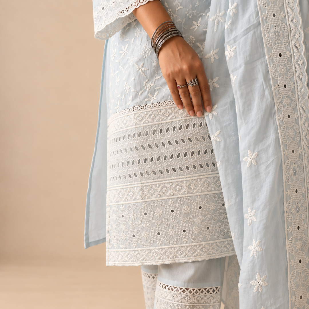 Ethereal Elegance -  Chikankari Cotton Suit