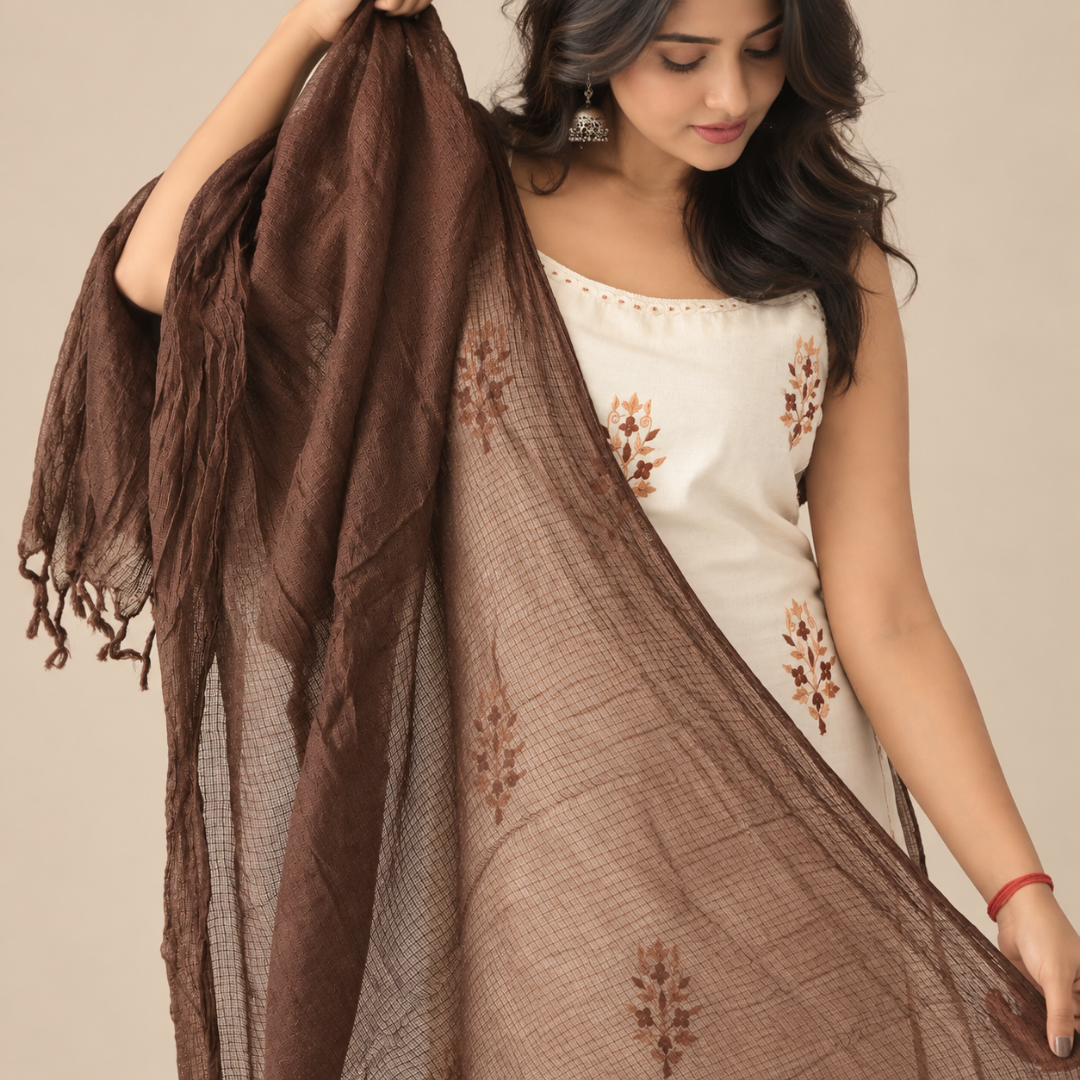 Noor - Spaghetti Suit Set with Kota Doria Dupatta