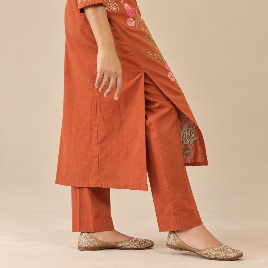 Rusted Meadow - Embroidered Cotton Suit set