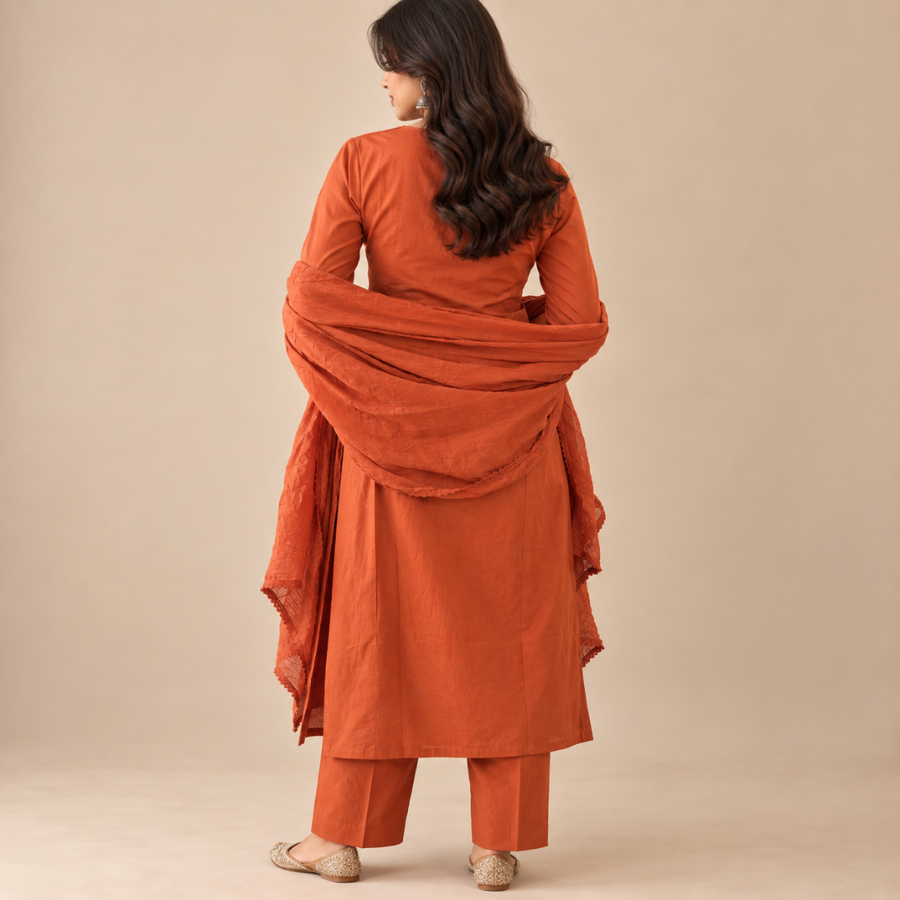 Rusted Meadow - Embroidered Cotton Suit set