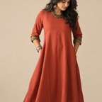 Terracotta Muse - Co-ord Set with Cotton Beaded Necklace