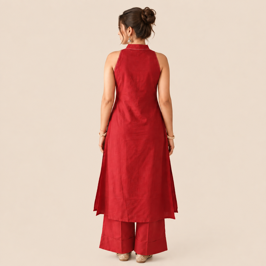 Bold & Beautiful - Halter-neck cotton kurta set with pockets!