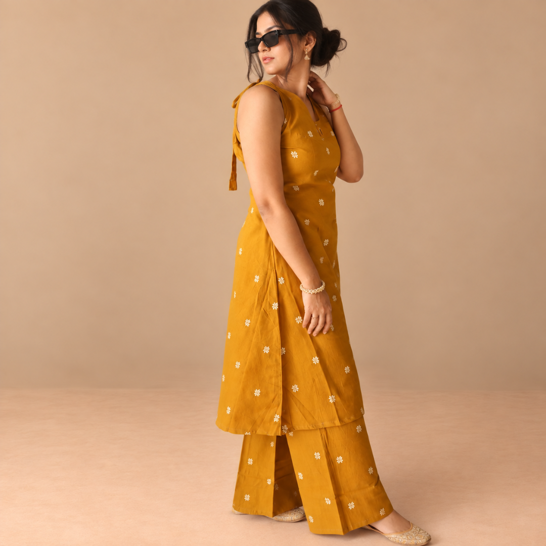 Golden glow - Mustard dori kurta set