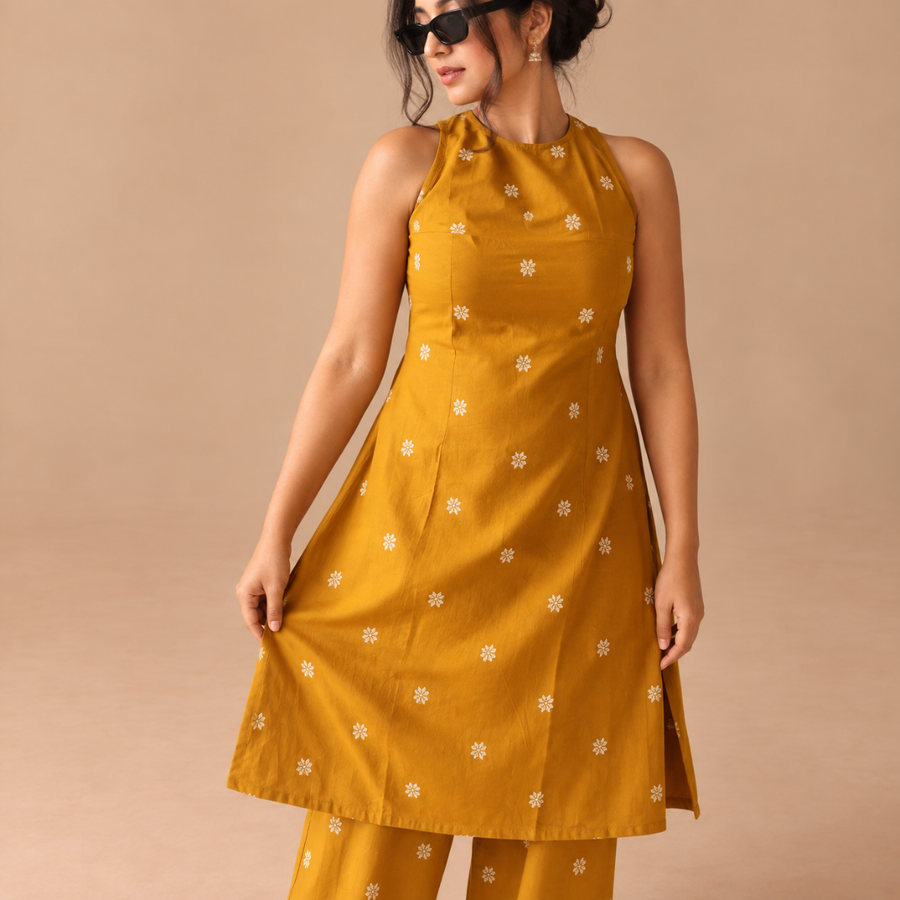 Golden glow - Mustard dori kurta set