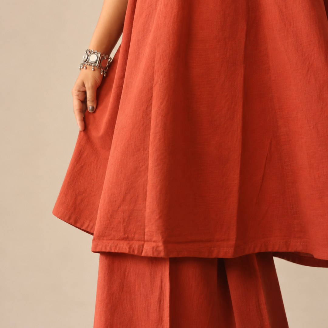 Terracotta Muse - Co-ord Set with Cotton Beaded Necklace