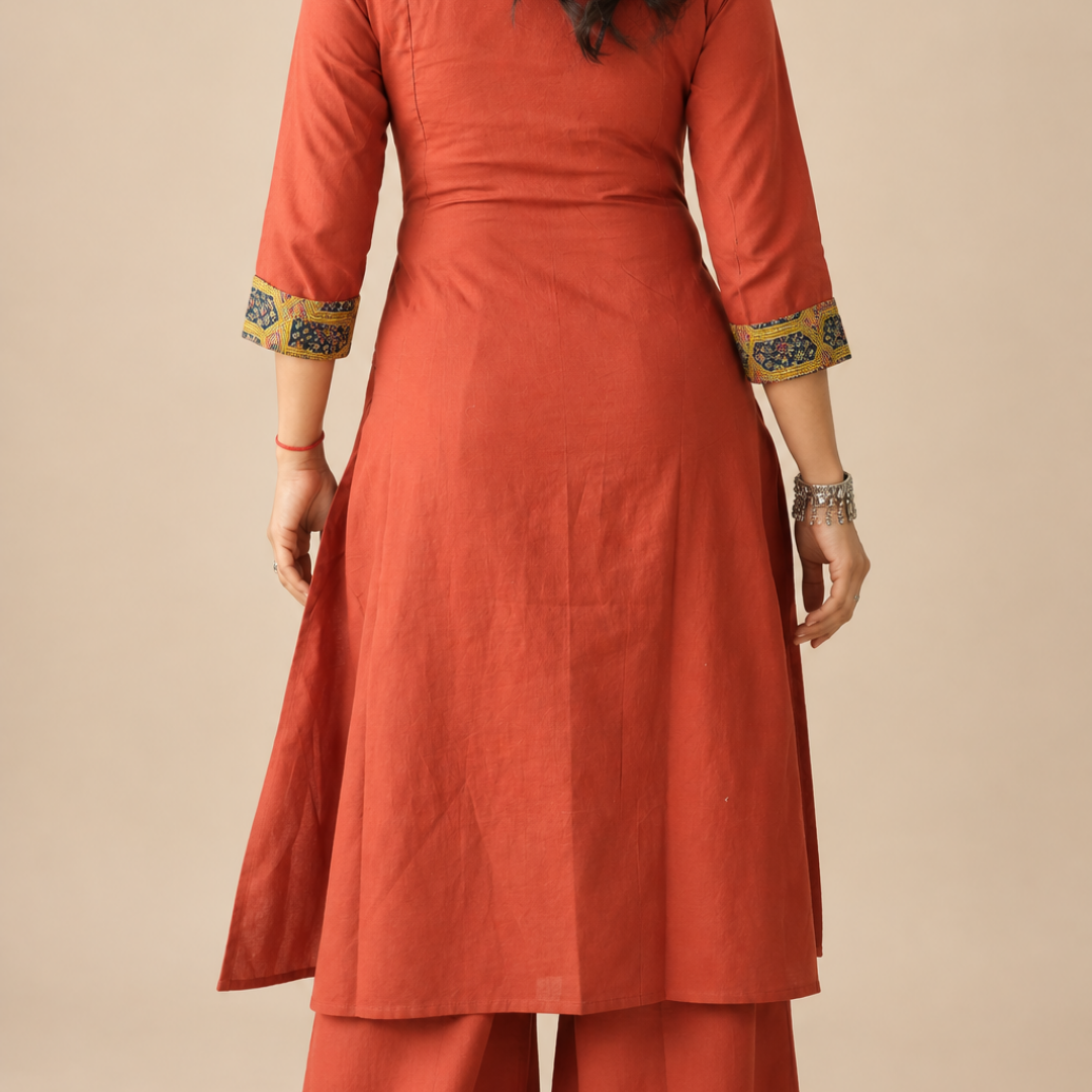 Terracotta Muse - Co-ord Set with Cotton Beaded Necklace