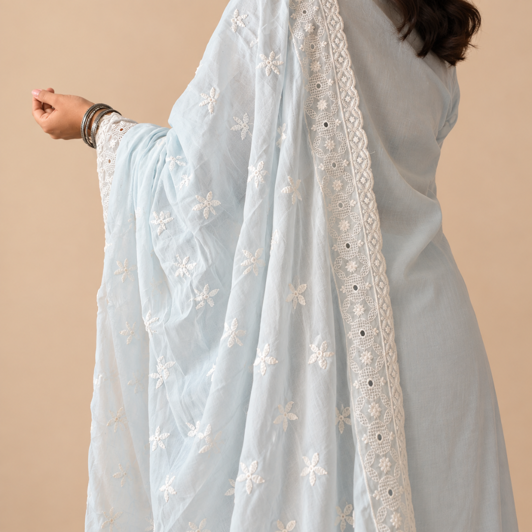 Ethereal Elegance -  Chikankari Cotton Suit
