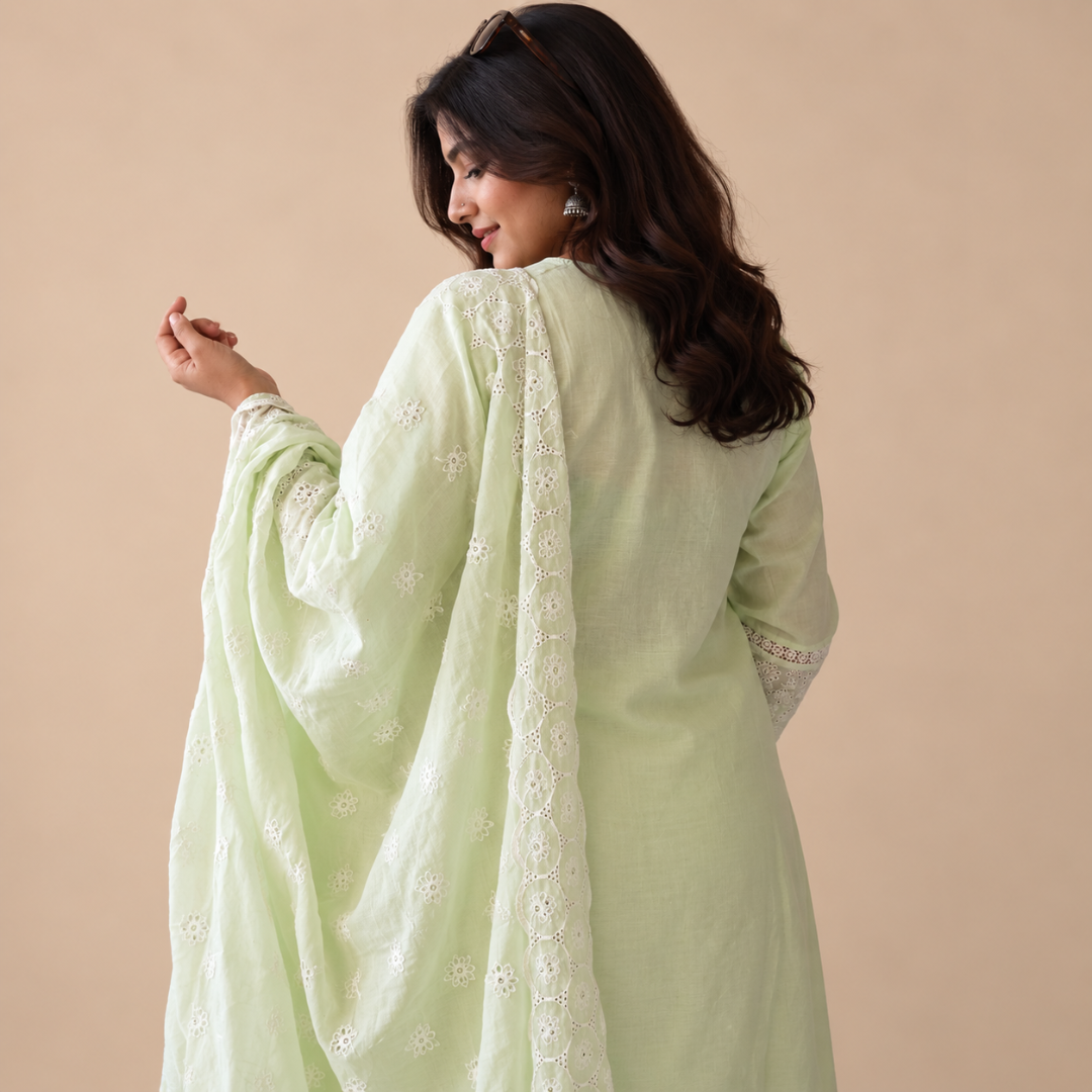 Ethereal Elegance -  Chikankari Cotton Suit