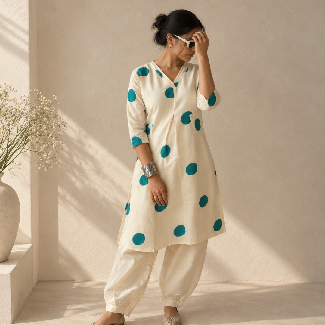 Timeless Polka - Khadi Kurta Set