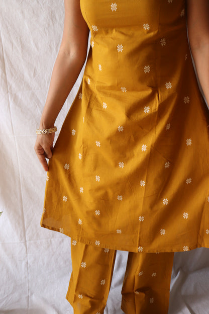 Golden glow - Mustard dori kurta set