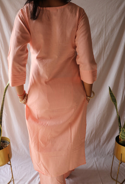 Blush elegance – Soft cotton kurta set