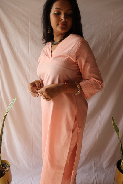 Blush elegance – Soft cotton kurta set
