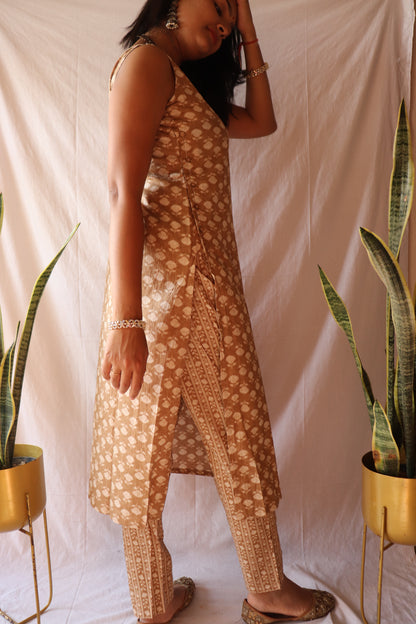 Beige bliss - Printed cotton kurta set