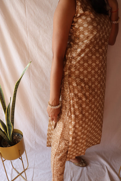 Beige bliss - Printed cotton kurta set