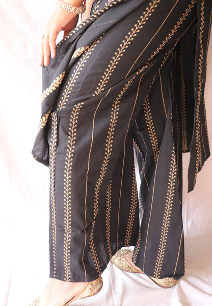 Bold in Black - Embroidered black cotton kurta set