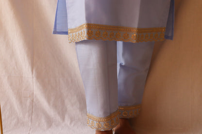 Ocean breeze - Blue embroidered suit set