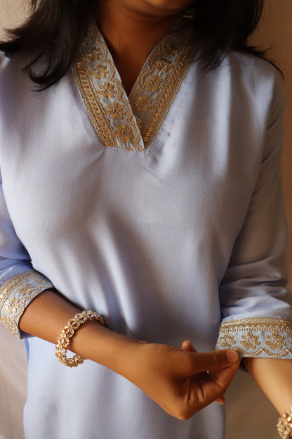 Ocean breeze - Blue embroidered suit set