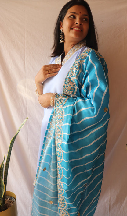 Ocean breeze - Blue embroidered suit set