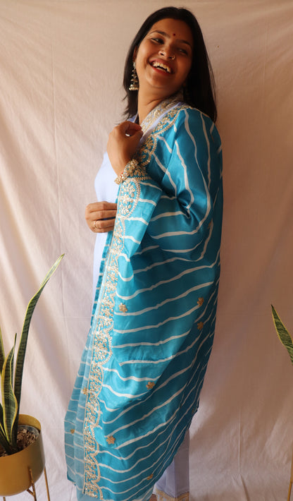 Ocean breeze - Blue embroidered suit set